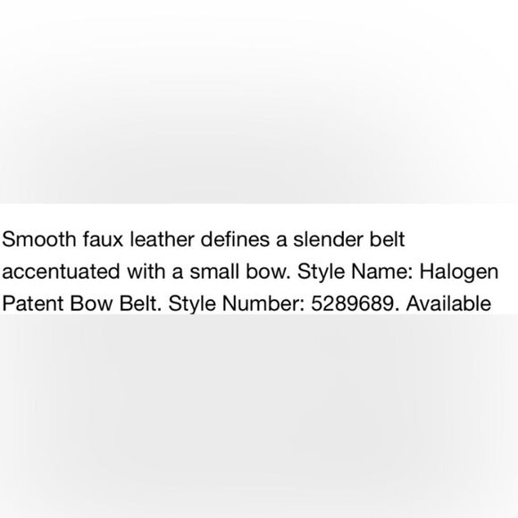 Halogen Patent Faux Leather Pink Dust Skinny Slender Adjustable Bow Belt. Small. - Picture 6 of 6